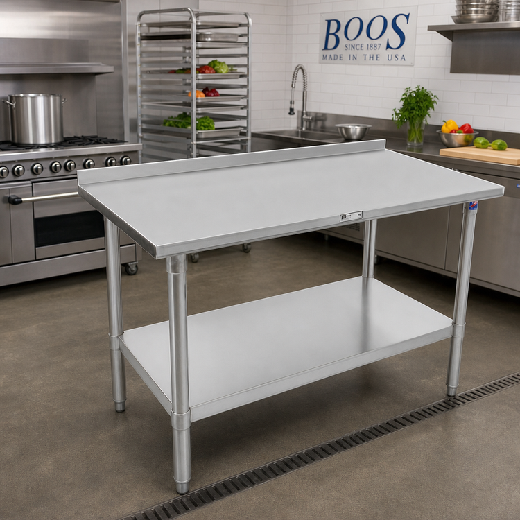Product image #2 for John Boos Stallion 72-Inch x 24-Inch 14-Gauge Stainless Steel Work Table with 1-1/2-Inch Rear Up-Turn