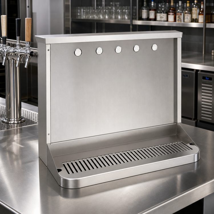 Product image #2 for Micro Matic USA 22-Inch Wide Underbar Draft Beer Dispenser Shell with Drip Tray, 5 Faucet Holes, Brushed Stainless Steel