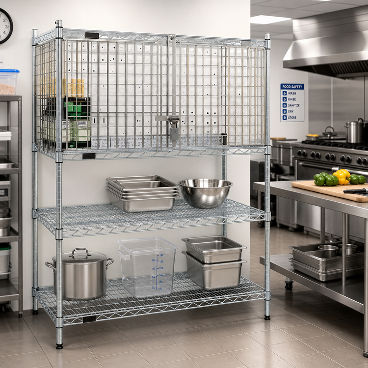 Product image #2 for Wire Shelving Security Enclosure Kit, EAGLEbrite Zinc, 60 x 18 Inches, Hinged Doors