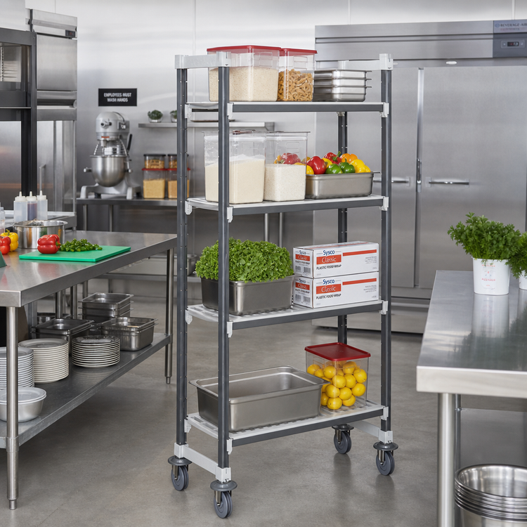 Product image #2 for Camshelving Elements XTRA High Density 4-Tier Vented Mobile Starter Unit, 21 x 60 x 70-1/4, Speckled Gray