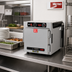 Thumbnail image #3 for Metro HotBlox™ Narrow 4-Pan Pass-Thru Insulated Heated Holding Cabinet, Countertop/Stacking, Solid Front Door / Clear Rear Door, Analog, 120V