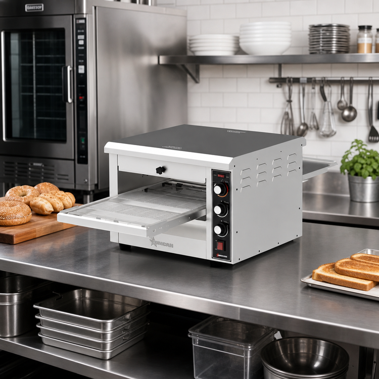 Product image #3 for Omcan USA Countertop Horizontal Conveyor Toaster with 14-Inch Belt, Adjustable Opening, 240V