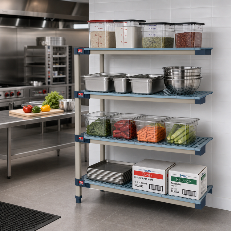 Product image #2 for MetroMax 4 48"W x 24"D x 74"H Blue Add-On Polymer Shelving Unit