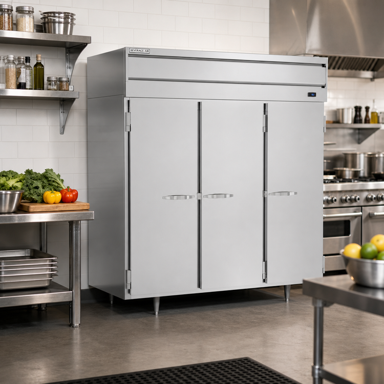 Product image #2 for Beverage Air P-Series Three-Section Reach-In Refrigerator with Three Solid Lockable Doors