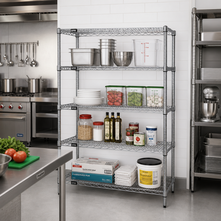 Product image #2 for Quantum 48-Inch W x 12-Inch D x 86-Inch H Chrome-Plated Wire Shelving Starter Kit