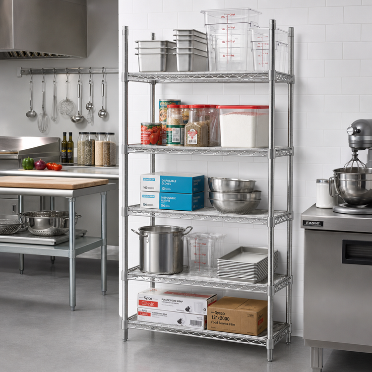 Product image #2 for Eagle Group 5-Tier Wire Add-On Shelving Unit with QuadTruss Shelves, 24 x 21 x 86 Inches, Stainless Steel Finish