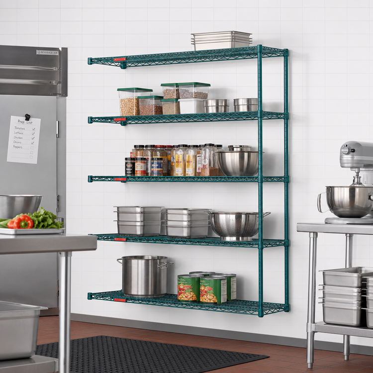 Product image #2 for Eagle Group Valu-Gard 5-Tier Add-On Wire Shelving Unit, 72W x 21D x 74H, Green Epoxy