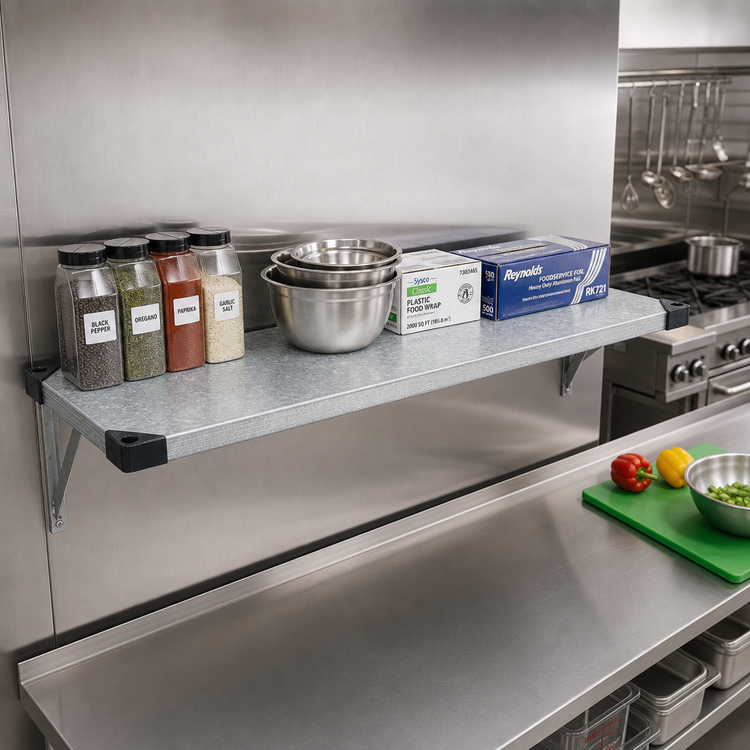 Product image #2 for Quantum 60" x 21" Solid Galvanized Steel Shelf with Marine Edge