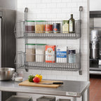 Thumbnail image #2 for Quantum CAN-34-1436BC-PWB Cantilever Post Wall-Mount Basket Rack with 2 Wire Baskets, 36 x 14 x 34 Inches, Chrome Plated