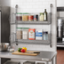 Thumbnail image #2 for Quantum Cantilever Post Wall-Mount Basket Rack with 2 Wire Baskets, 36 x 14 x 34 Inches, Chrome Plated