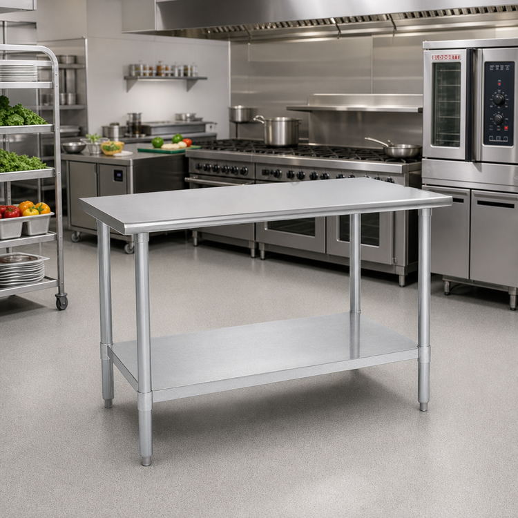 Product image #2 for Eagle Spec-Master 72"W x 30"D Stainless Steel Top Work Table with Galvanized Base and Adjustable Undershelf