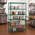 Thumbnail image #2 for Quantum 42 Inch W x 30 Inch D x 54 Inch H Stationary Wire Shelving Starter Kit with 5 Shelves and 4 Posts, Green Epoxy Finish