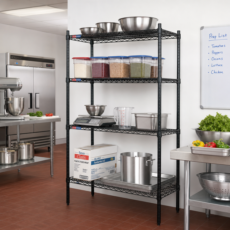 Product image #2 for Add-A-Shelf 4-Tier Wire Shelving Starter Unit, 48 x 21 x 74 Inches, Black Epoxy Finish