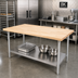 Thumbnail image #2 for BK Resources 72-Inch x 36-Inch Hard Maple Flat Top Work Table with Stainless Steel Legs and Undershelf