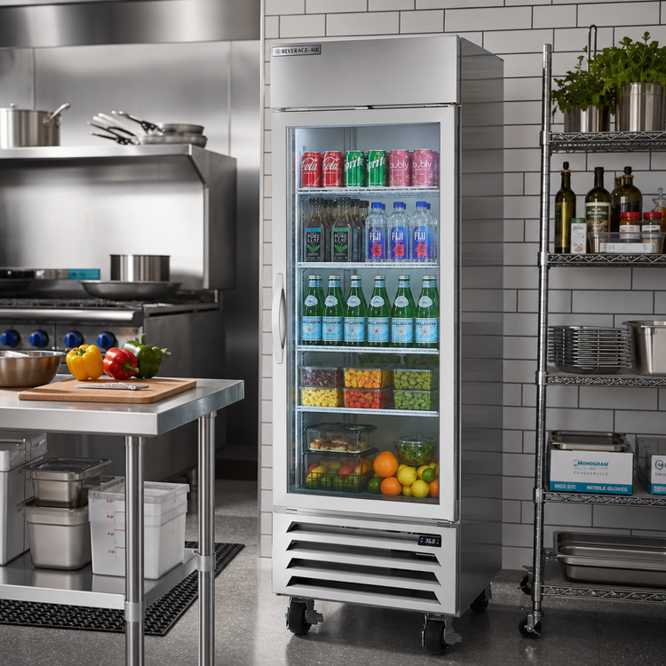 Product image #2 for Beverage Air Horizon Series One-Section Glass Door Reach-In Refrigerator, 23.32 Cu. Ft., Bottom Mount, Stainless Steel