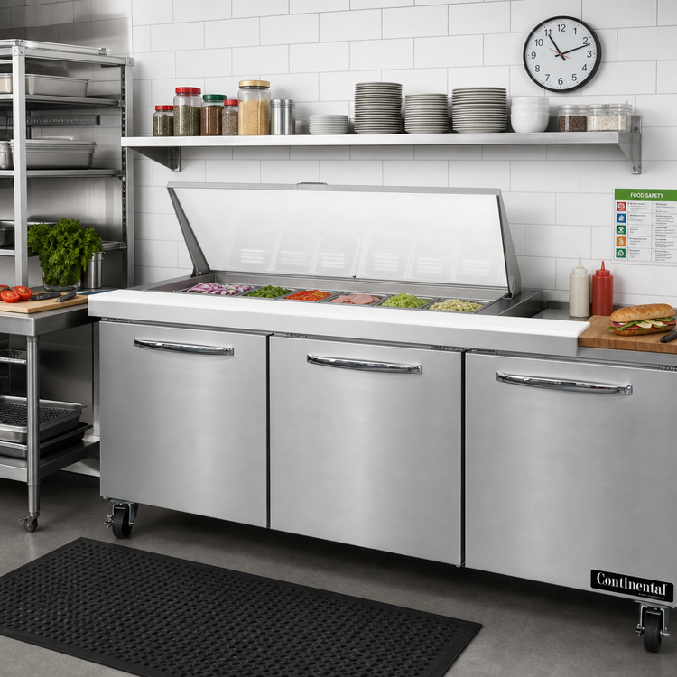 Product image #2 for Mighty Top SW72N18M 72" Three-Section Refrigerated Sandwich Prep Table