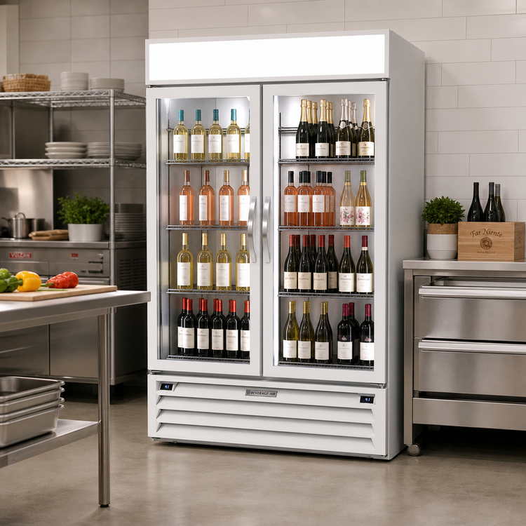 Product image #2 for Beverage-Air MarketMax 52-Inch Wide 2-Section Dual-Temp Reach-In Wine Merchandiser