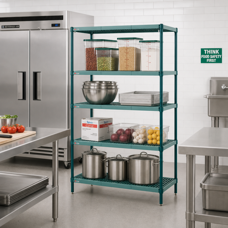 Product image #2 for Metro Super Erecta Pro Green Stationary Polymer Shelving Starter Unit, 24 x 36 x 63 Inches, 4 Shelves