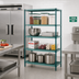 Thumbnail image #2 for Metro Super Erecta Pro Green Stationary Polymer Shelving Starter Unit, 24 x 36 x 63 Inches, 4 Shelves