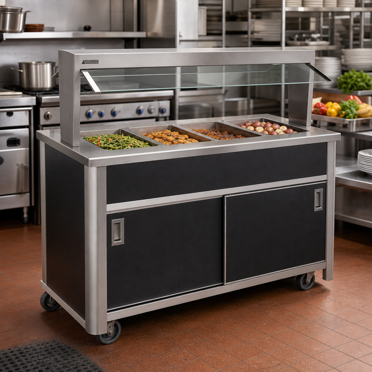 Product image #2 for Atlas Metal BLH-3-BU 3-Well Electric Mobile Hot Food Serving Counter