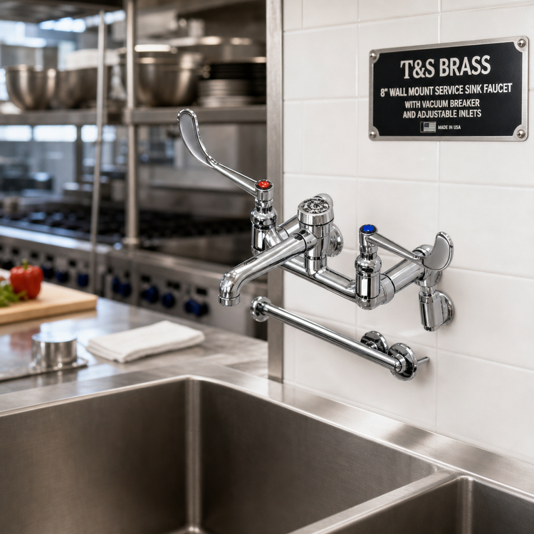 Product image #2 for T&S Brass 8-Inch Wall Mount Service Sink Faucet with Vacuum Breaker and Adjustable Inlets