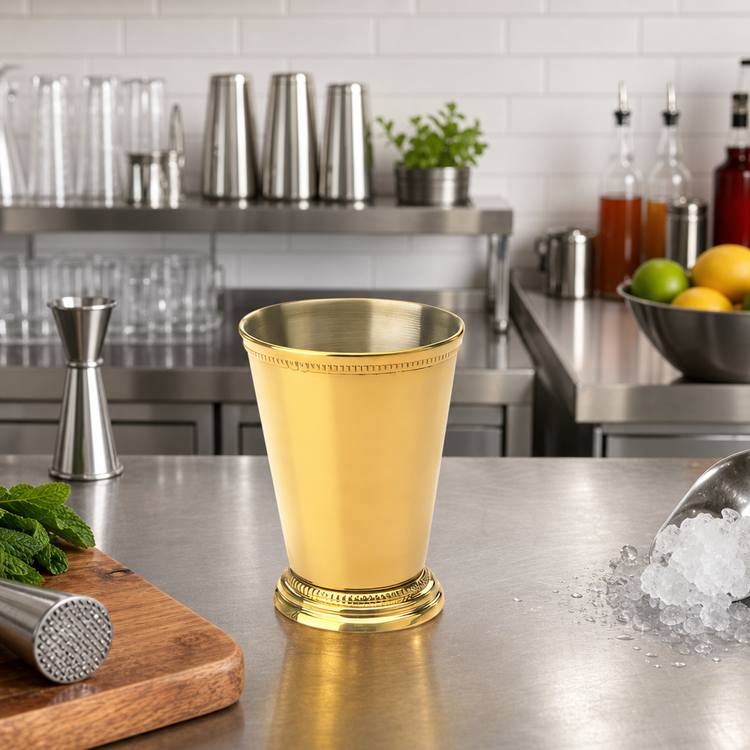 Product image #2 for Barfly 12 oz Gold-Plated Stainless Steel Julep Cup with Footed Base