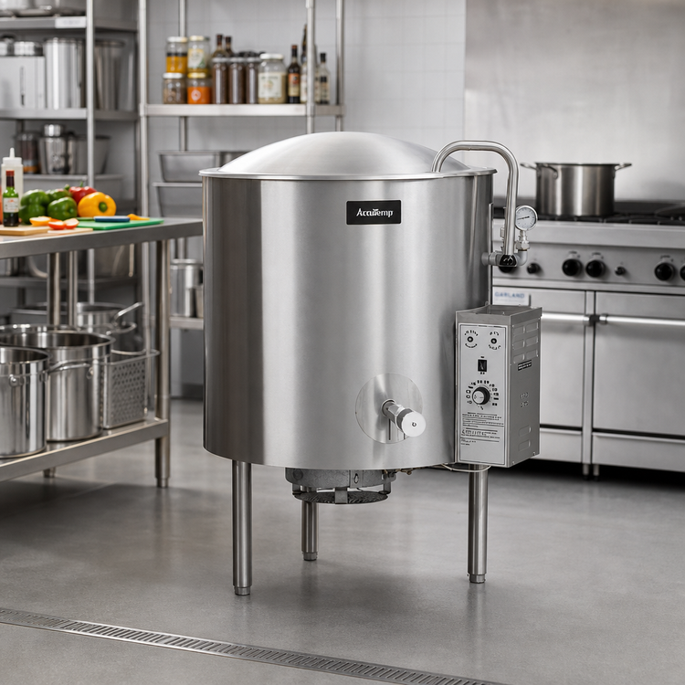 Product image #2 for AccuTemp Edge Series 20 Gallon Gas Stationary Kettle with Full Jacket and 316 Stainless Steel Liner
