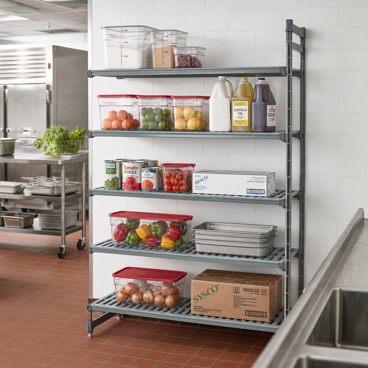 Product image #2 for Cambro Camshelving Basics Plus 24 Inch Deep x 36 Inch Long x 72 Inch High 5-Tier Vented Polymer Shelving Add-On Unit