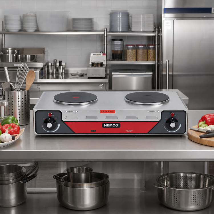 Product image #2 for Nemco 24-1/8 Inch Countertop Horizontal Double Burner Electric Hot Plate