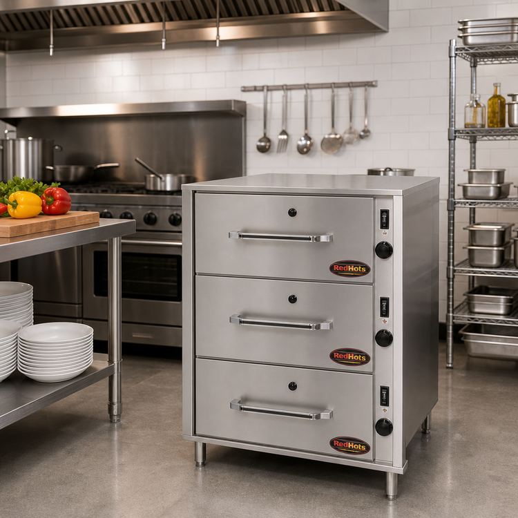 Product image #2 for RedHots DWW-3-240 Three-Drawer Freestanding Heated Warming Drawer