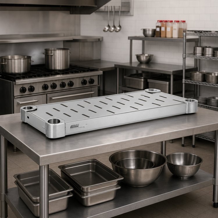 Product image #3 for Quik-Set 42 Inch x 24 Inch Louvered Solid Shelf, Galvanized Steel, Gray Epoxy Finish
