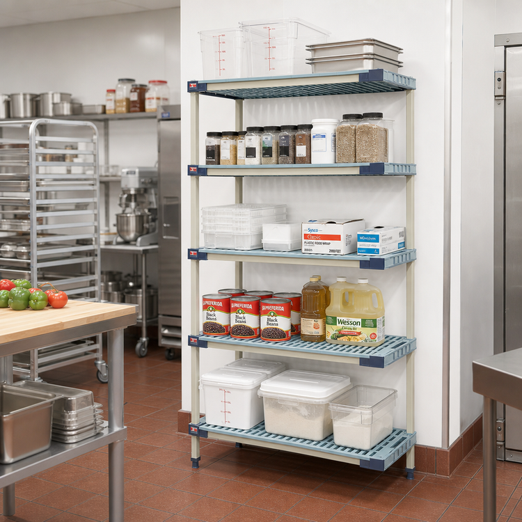 Product image #2 for MetroMax 4 24"W x 24"D x 74"H Blue All-Polymer 5-Shelf Add-On Shelving Unit