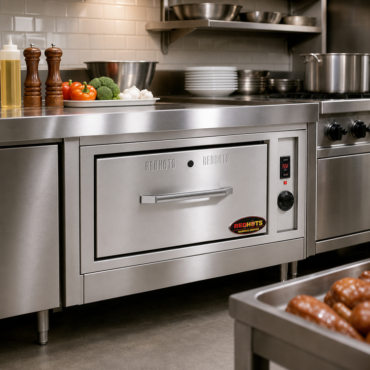 Product image #2 for RedHots Built-In Narrow 1-Drawer Electric Warming Drawer, 240V, Holds 1 12 x 20 x 6 Pan