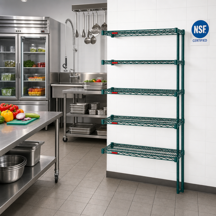 Product image #2 for Eagle Valu-Gard NSF 5-Tier Add-On Wire Shelving Unit, 24 x 18 x 86 Inches, Green Epoxy