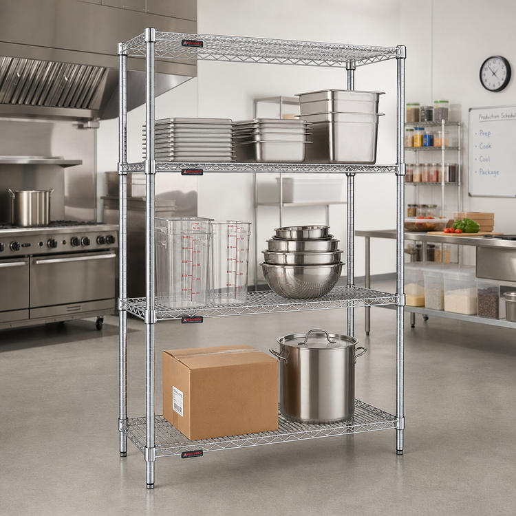 Product image #2 for Add-A-Shelf 4-Tier Chrome Wire Shelving Starter Unit, 48W x 18D x 74H