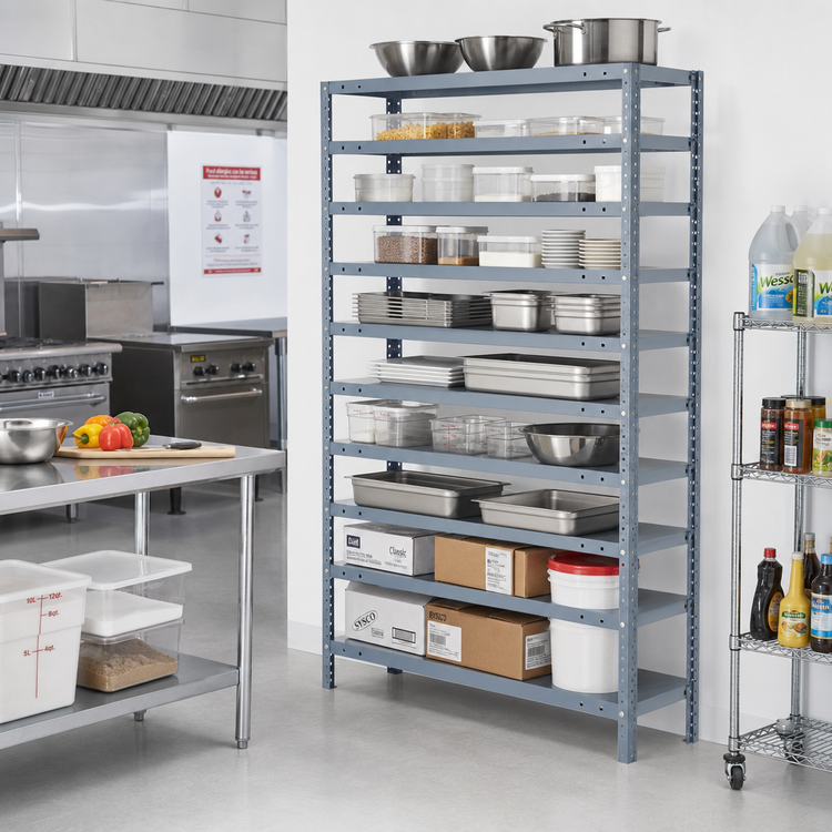 Product image #2 for Quantum Heavy-Duty Stationary Galvanized Wire Shelving Unit, 12 x 36 x 75 Inches, 13 Shelves, 400 lb. Per Shelf