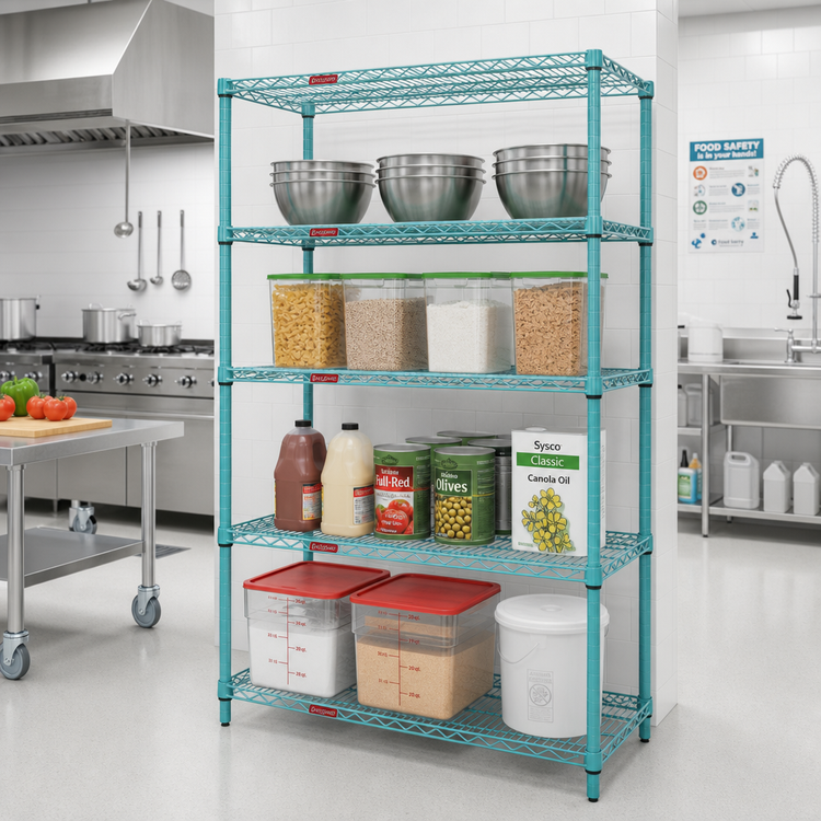 Product image #2 for EagleGard 4-Tier Stationary Wire Shelving Starter Unit, 48W x 21D x 63H, Hybrid Epoxy Finish