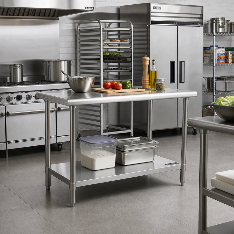 Product image #2 for Eagle Group BlendPort® SL Series All-Stainless Steel Work Table with Flat Top and Undershelf, 60 x 24 Inches