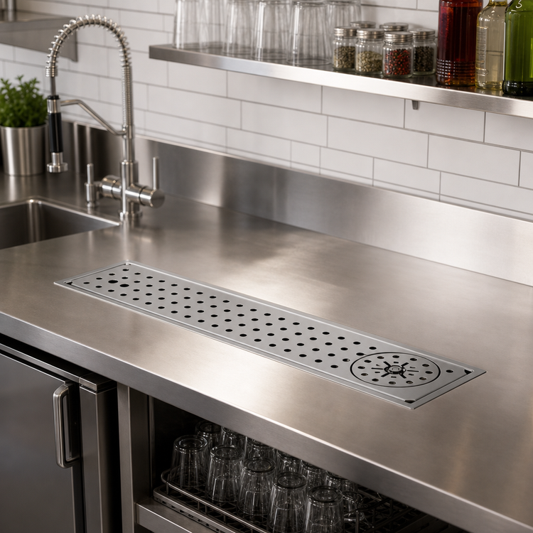Product image #2 for Glastender 18-Inch Stainless Steel Drop-In Rinser Faucet Drain Tray