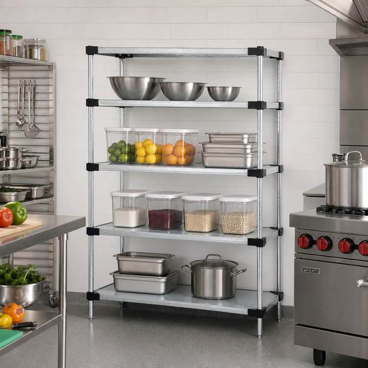 Product image #2 for Quantum Solid Shelving Starter Kit, 48 Inch Wide x 14 Inch Deep x 54 Inch High, 4-Shelf Stationary Unit