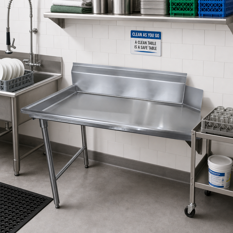 Product image #2 for Advance Tabco Straight Clean Dish Table with Left Mount, 47 x 30 Inches, 304 Stainless Steel