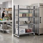 Thumbnail image #2 for Cambro Camshelving® Elements EXU186084VS4480 Stationary Composite Shelving Unit, 18" x 60" x 84", 4-Shelf, 3 Vented/1 Solid, Speckled Gray