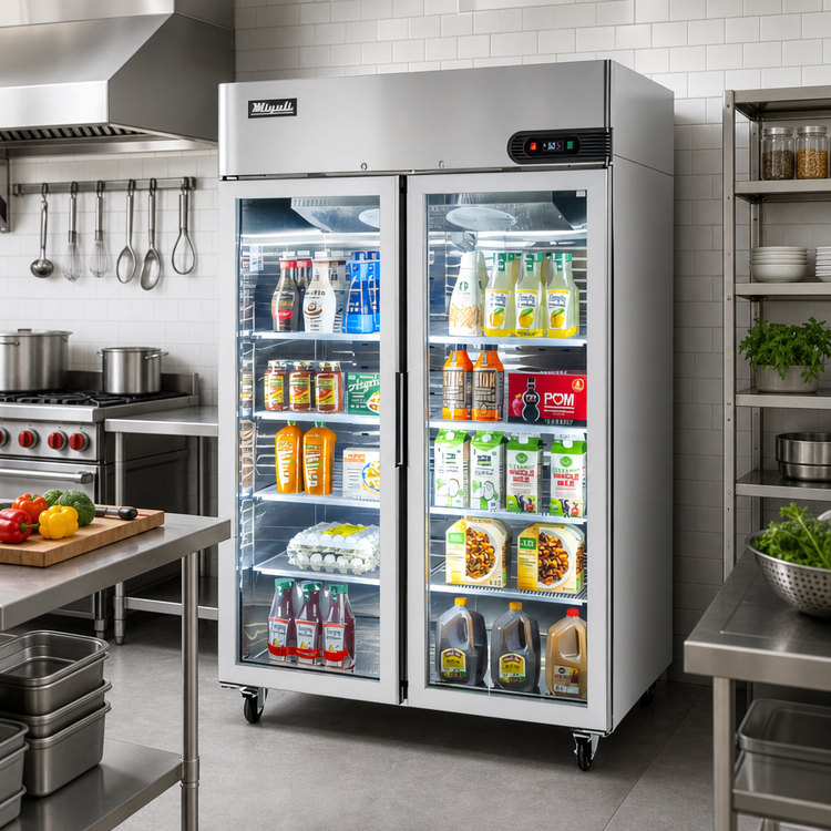 Product image #3 for 2-Section Glass Door Reach-In Refrigerator, 43.2 Cu. Ft., Top-Mount Self-Contained, Stainless Steel