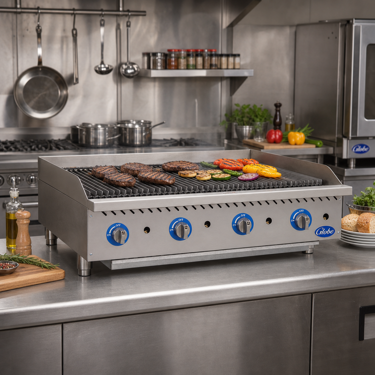 Product image #2 for Globe 48-Inch Countertop Gas Charbroiler with Char Rock Heating
