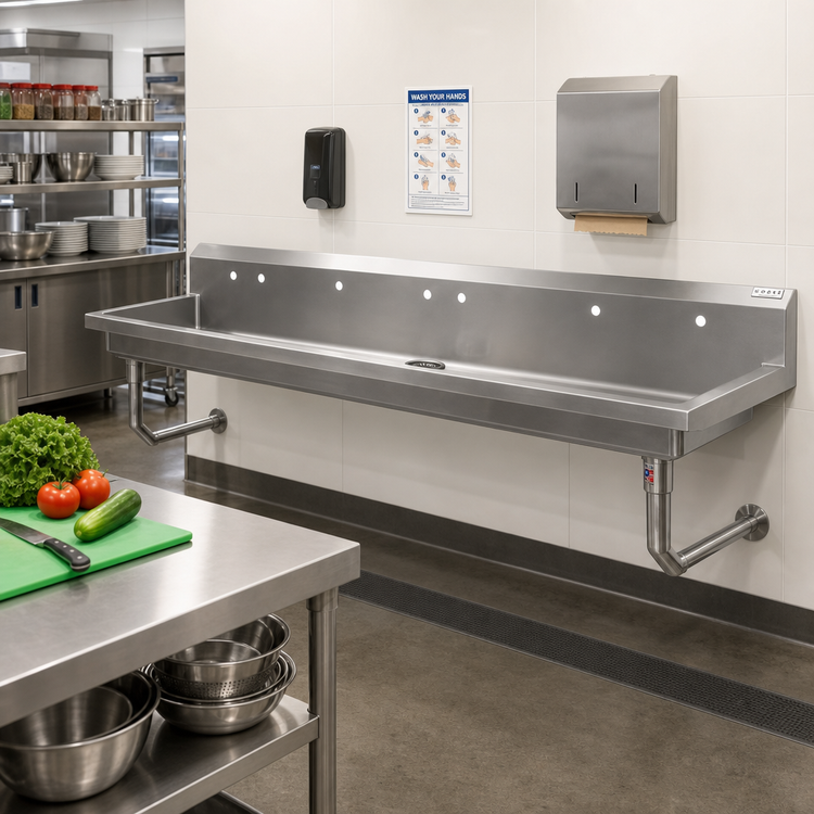 Product image #2 for John Boos 5-Station Wall-Mount Multi-Station Hand Wash Sink, 100 Inch, Stainless Steel