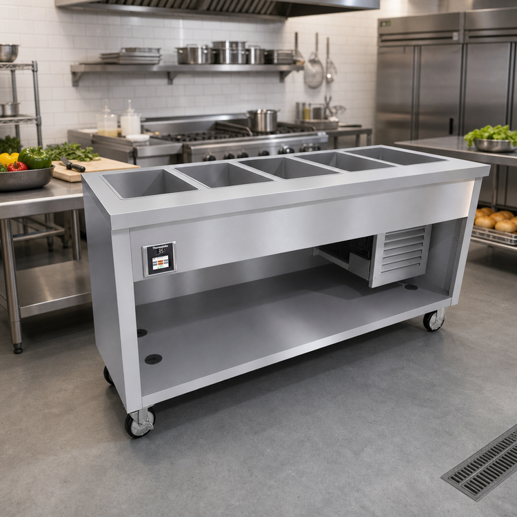 Product image #2 for Thurmaduke TFCP-74PG-N7 5-Section Mobile Flush Mount Refrigerated Cold Pan
