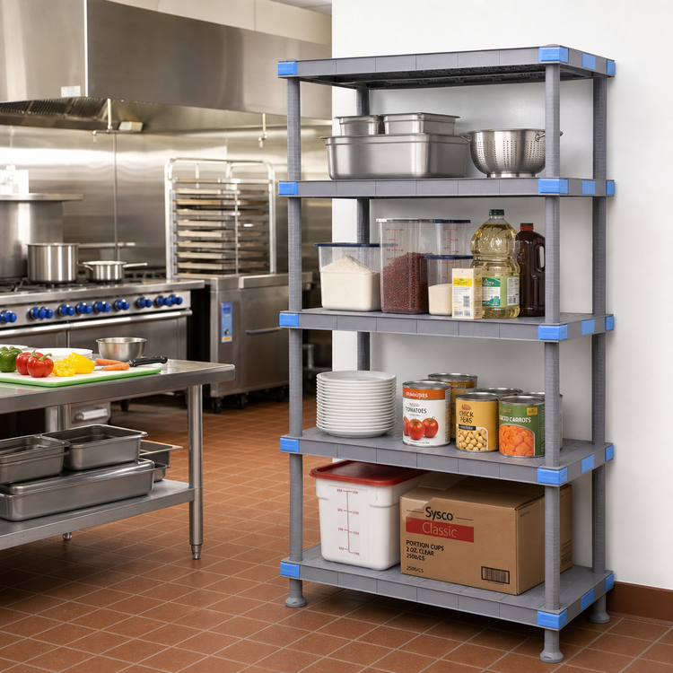 Product image #2 for Quantum Millenia 48 Inch x 24 Inch x 62 Inch Stationary Starter Polymer Shelving Unit with 4 Solid Shelves