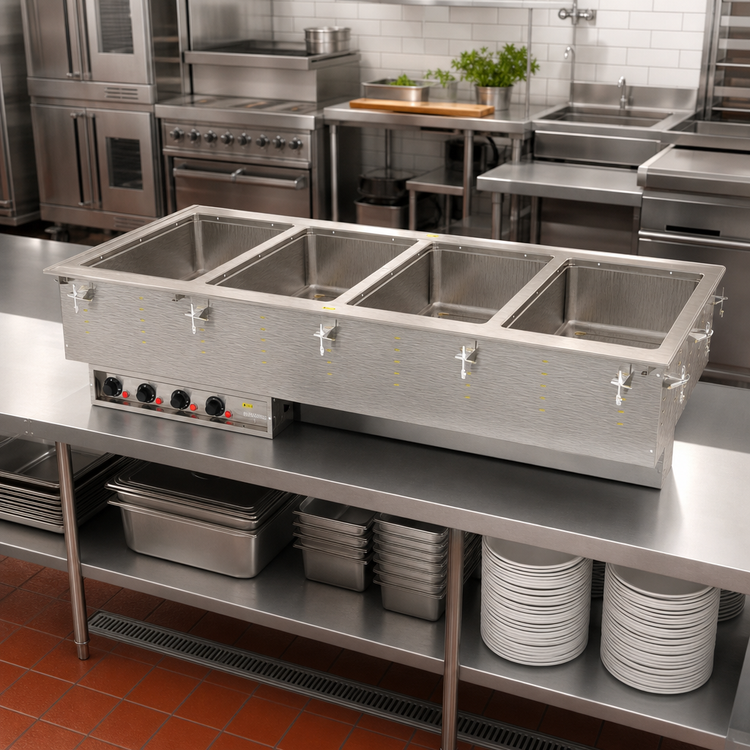 Product image #2 for Vollrath Four-Well Drop-In Hot Food Well with 316 Marine-Grade Stainless Steel Wells, Thermostatic Controls, Wet Operation, 208-240V
