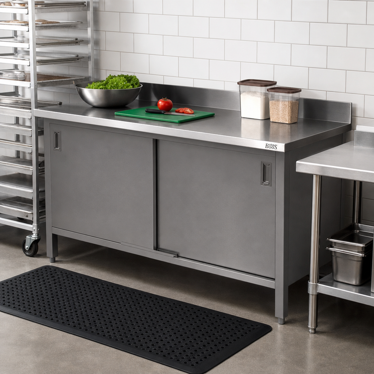 Product image #2 for John Boos Enclosed Work Table with Cabinet Base and Hinged Doors, 72-Inch x 24-Inch, 14-Gauge Stainless Steel Top