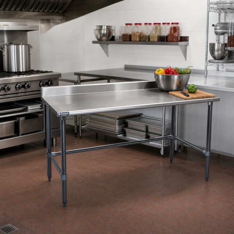 Product image #2 for Eagle BlendPort® Deluxe Series Stainless Steel Work Table with 4-1/2-Inch Backsplash, 48 x 24 Inches